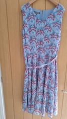 Laura Ashley Vintage Floral Dress UK 12 Blue Midi Belted Sleeveless 80s 90s