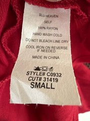 Red Embroidered Cold Shoulder Rayon Mini Dress size Small