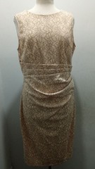 Jolie Moi Bodycon Dress Beige Light Pink Embroidery Size UK 14 EU 42 Ruched