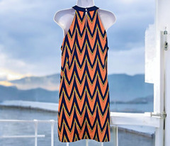 Pink Owl Womens High Neck Tunic Dress Size M Geo Print Lined Sleeveless