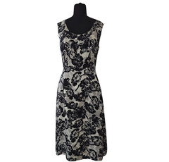 LK Bennett Designer Silk Dress Graphic Floral Black Gray UK6/US2/EU34