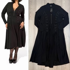 NWT Torrid 2 2X 18/20 Nightfall Midi Light Ponte Black Corset Zipper Dress