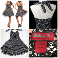 y2k Hot Topic Halter Corset Dress XL Swing Book of Life Day of the Dead 2014 vtg