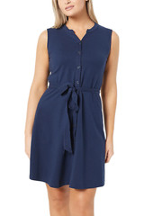 Isaac Mizrahi Live! Pique Sleeveless Dress Dark Navy