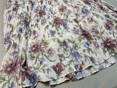 SNIDEL Floral Pleated Maxi Dress Size 2 Ivory Pink Purple w/ Slip Dress Japan