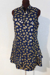 Emerald 18 Gold Butterfly Sleeveless Shift Knee-length Stretch Dress Pockets L