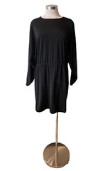 HENRIK VIBSKOV Black Bamboo/Elastane Shiny Jersey, Dolman Tunic Dress XS-M