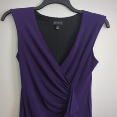 Enfocus Studios Purple Solid Sleeveless Lined Slimming Ocassion DRESS Size 4