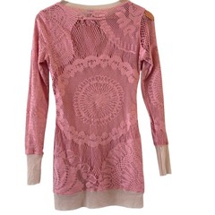 Jean Paul Gaultier Y2K Soleil Lace Mesh Bodycon Mini Dress L Pink Floral Italy