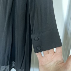 Knot Sisters Black Collared Button Down Swing Shirtdress Pleated Long Sleeve S