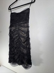 BCBGMaxazria Dress Size Small Black Nude Lace Ruched Bodycon Y2K Cocktail Club