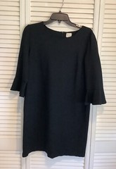 Chicos Ponte Bell Sleeve Short Dress Size 0.5/US 6 Black Knit Classic Knee Lngth