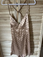 Princess PollyBeige Polka Dot Satin Slip dress V-Neck Adjustable back strap