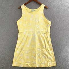 By JJ Yellow Nautical Tank Dress Shell Fish Starfish Side Button Summer Beach