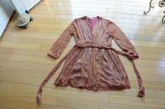 Baltic Born Elegant Rust Orange Shimmee Wrap Dress Size L