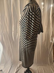ALLEN B. by Allen Schwartz B/W Striped Cowl Neck Knit with Hoodie Pencil Dress L