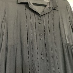 Knot Sisters Black Collared Button Down Swing Shirtdress Pleated Long Sleeve S