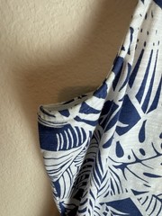 Tommy Bahama L/G Blue White Floral V-Neck Sleeveless Short Dress Tie Grommet