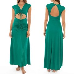 Agua Bendita Women&rsquo;s Size Medium Green Cut Out Ailana Tile Maxi Dress