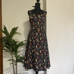 Collectif London Retro Swing Dress 16 Chili Peppers Fit Flare Halter Pinup NEW