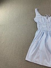 Sim & Sam Coquette Cottage Gingham Sundress Womens XS Blue Smocked Bodice