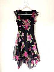 Y2K Speechless Midi Dress Womens Sz 9 Black Floral Milkmaid Fairy Romantic