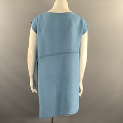 ISSEY MIYAKE Size L Blue Light Blue Polyester Crinkled Tunic Knee Length Dress