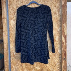 Vintage 60&rsquo;s Velour Terry Swing Mini Dress Medium Black Geometric Print ILGWU