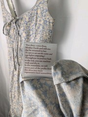 Christy Dawn Adele Dress Blue Floral Stripe Piping 100% Regenerative Cotton XS