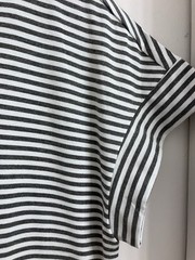 MEROKEETY Striped Tie Waist Dress Large Gray White Short Sleeve Pockets