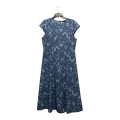 41 HAWTHORN Josette Cap Sleeve Dress with Side Slit Light Blue Floral Sz XL NEW