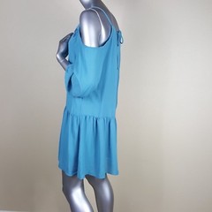XHILARATION dress M Cold Shoulder Drop Waist Embroidered Teal blue Medium target