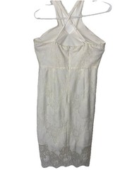 Minuet Lace Applique Mini Halter Dress White Floral Bodycon Women’s Medium