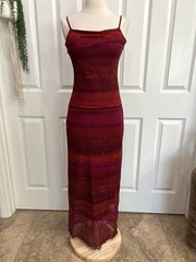 Vtg 90’s Y2K Euro Boho Bodycon Maxi Dress Whimsygoth Ruffled Hem 2 Pc. S/M