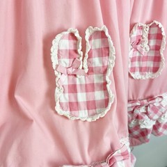 Bodyline Pink Sweet Lolita Dress Bunny Appliqué Gingham Lace Bow OP Kawaii