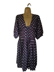 Asos Design Black and White Polka Dot Knee Length Dress Size 10