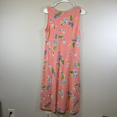 Fresh Produce Midi Knit Dress M Peach Floral Print Whimsical Style# 1217 USA