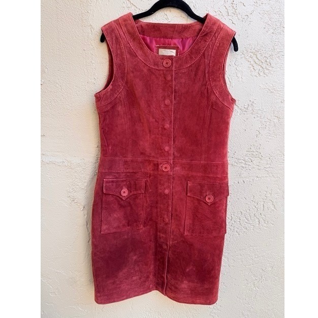 Territory Ahead NEW Red Suede Button Sleeveless Dress MEDIUM Boho Western Mod