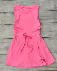 FREE PEOPLE MOVEMENT EASY DOES IT Womens Sz Small Pink Cut Out Back Shorts Dress