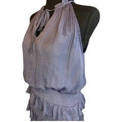 DO+BE Blue Ruffle Halter Dress Smocked Tiered Mini Size Small
