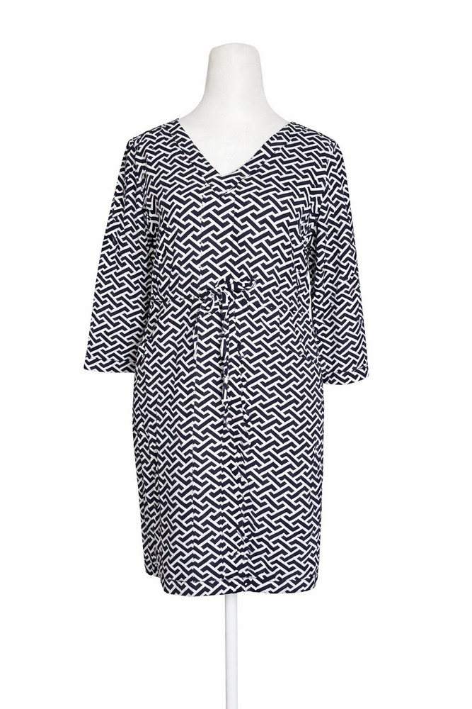 Peter Millar Blue White Geometric Drawstring Beach Dress Cover Up Size Small