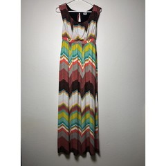 Worthington Womens S Chevron Stripe Maxi Dress Sleeveless Keyhole Back