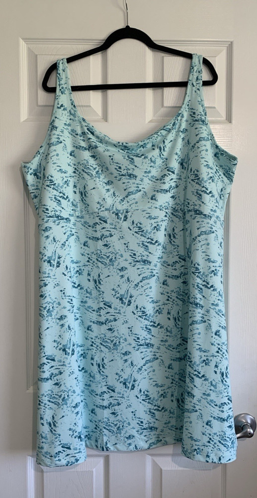 Columbia Dress Womens 3X Blue PFG UPF 50 Omni Freeze Sleeveless Fishing Tropical