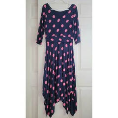Boden Maisie Jersey Fit Flare Midi Dress Handkerchief Hem Size 10R 3/4 Sleeves