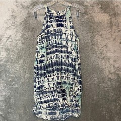 Nicole Miller Women Linen Tie Dye Halter Hi Low Shift Dress M Resort Beach Vacay