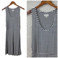 Tehama size Medium casual Dress Knit Jersey Stretch Stripe Knee Length