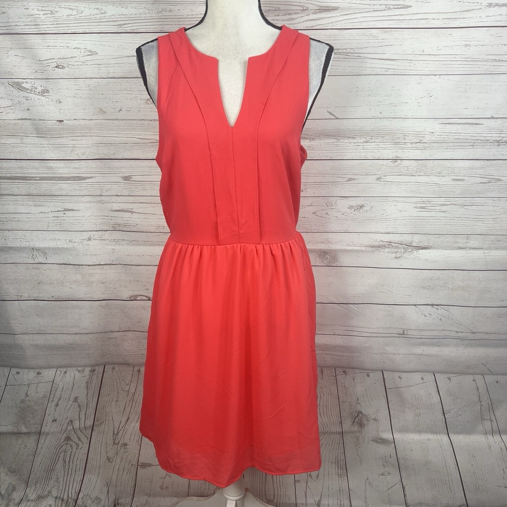 Everly Womens Sleeveless Dress Size Large Pink Coral Elastic Waist