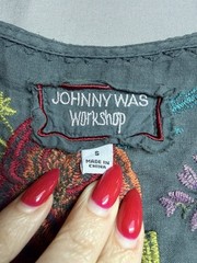 Johnny Was 3J Workshop Provence Drape Tunic Dress Small Embroidered Floral Boho
