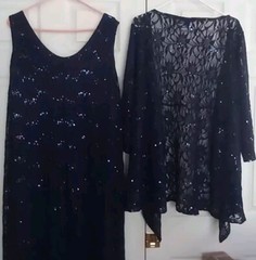 Lace Maxi Tall Jacket Dress – NAVY 26w 2 Pc Sequins Lined Dress