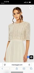 Mac Duggal Nude Size 8 Chiffon Beaded 3/4 Sleeve High Neck Long Gown